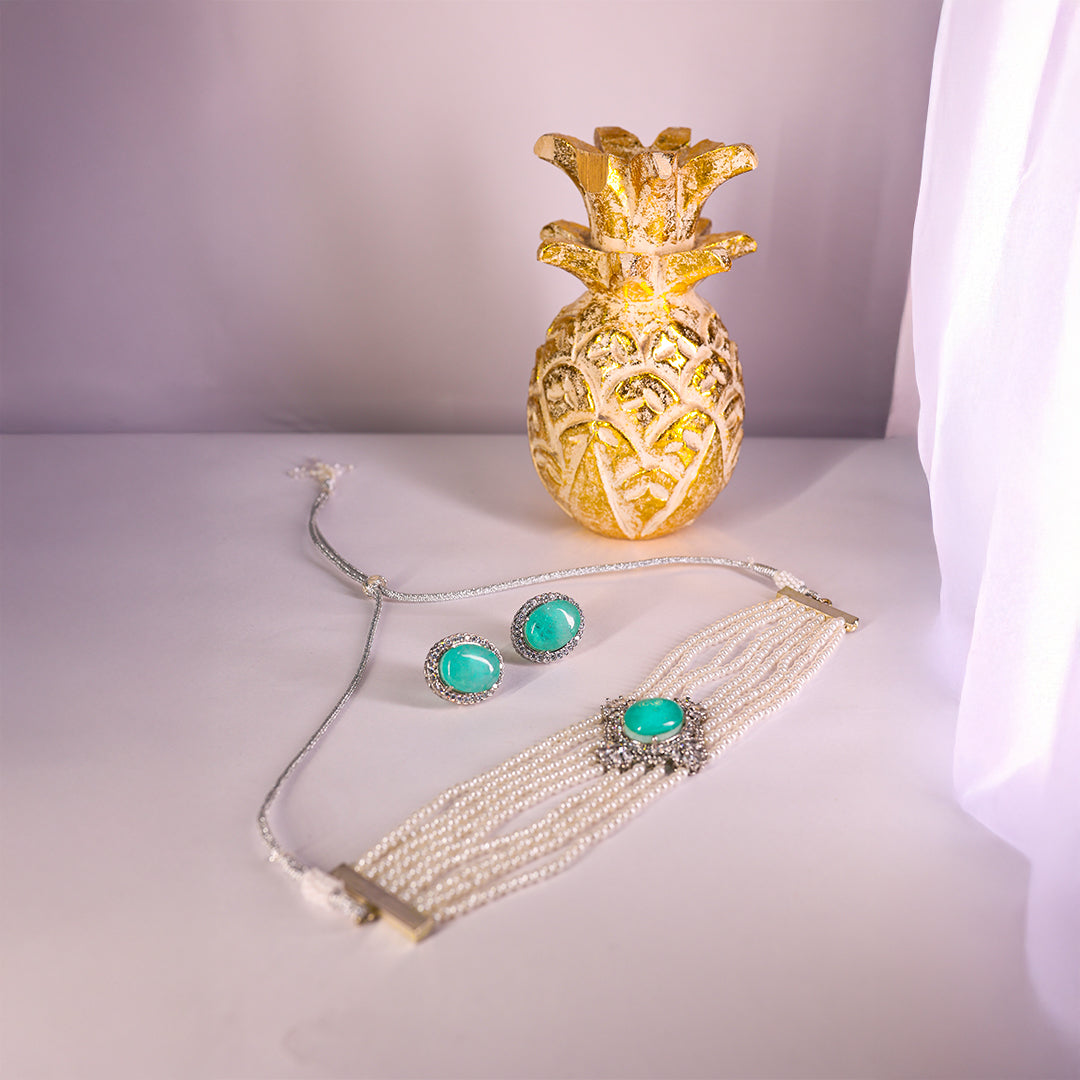 Pearl Elegance Choker and Earrings