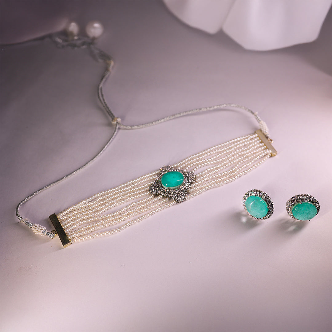 Pearl Elegance Choker and Earrings