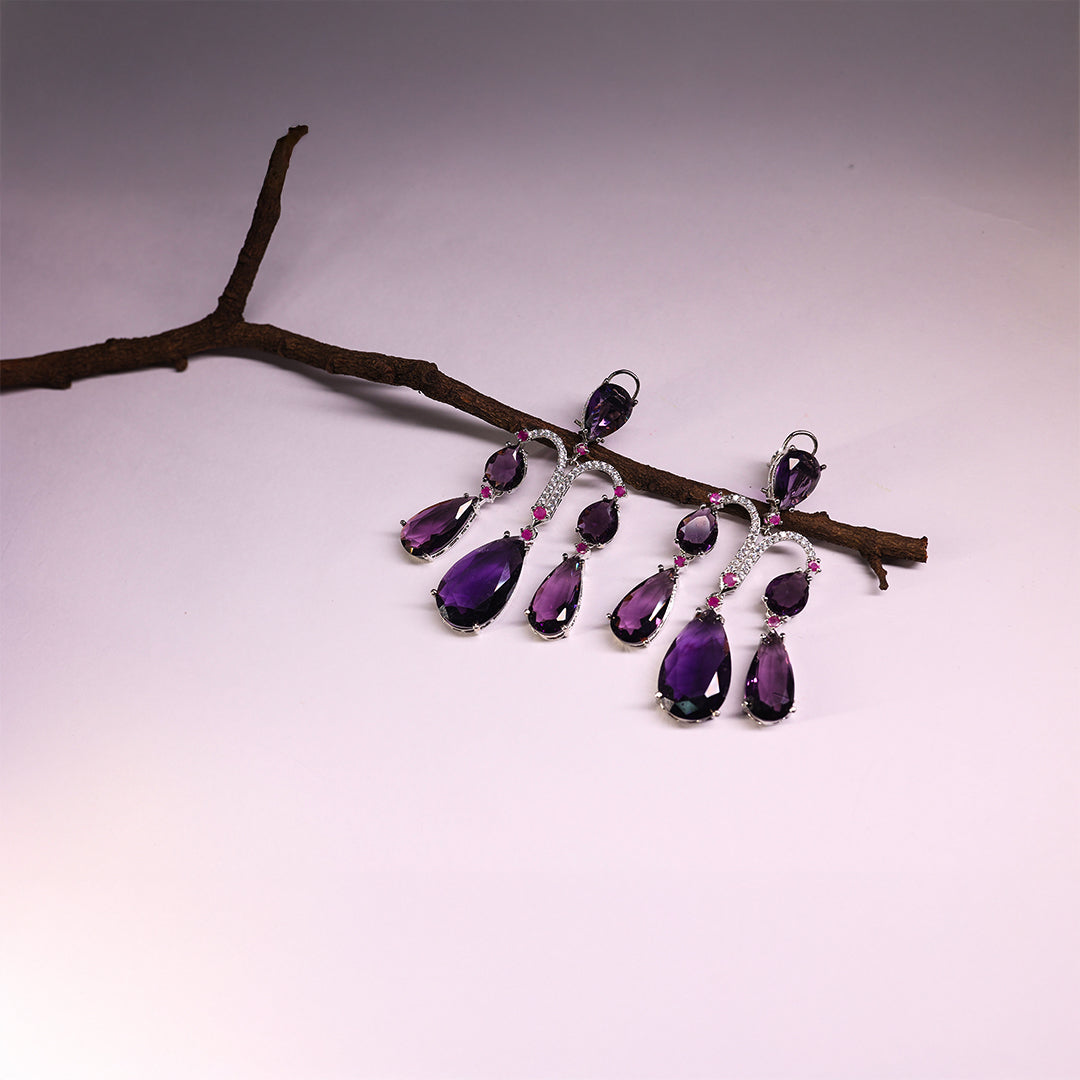 Royal Amethyst Chandelier Earrings
