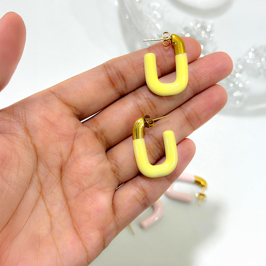 ARC HOOPS IN 3 COLOURS: Aqua, Blush Pink, Lemon Yellow