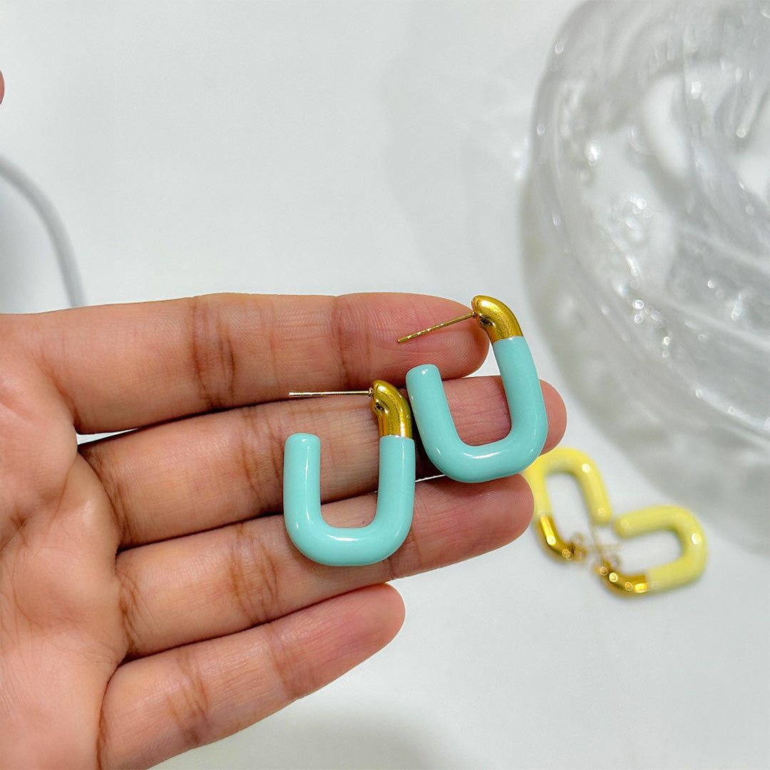 ARC HOOPS IN 3 COLOURS: Aqua, Blush Pink, Lemon Yellow