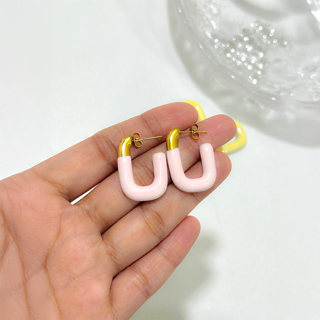 ARC HOOPS IN 3 COLOURS: Aqua, Blush Pink, Lemon Yellow